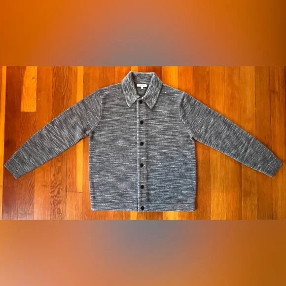 NWOT Madewell Space-Dyed Sweater Shirt in Italian Fabric Gray Cardigan Medium